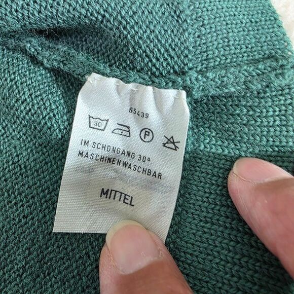 Bleyle Sleeveless Cardigan Sweater Vest Button Neck Geometric Print Green Size M - Picture 4 of 8